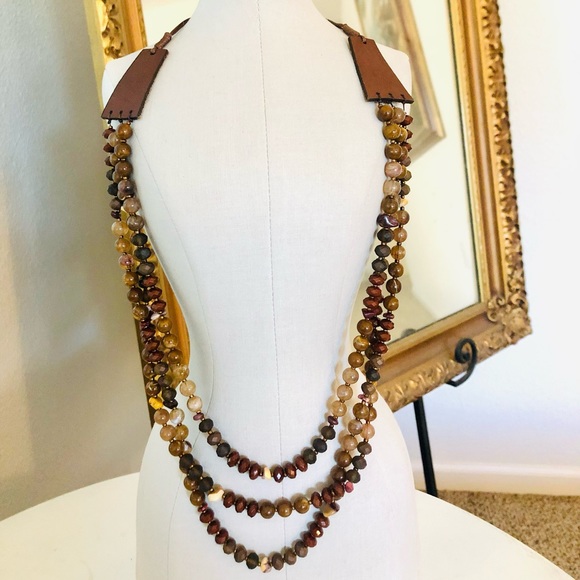 Vintage Unique Bead Necklace & Iridescent Earrings - Picture 3 of 16